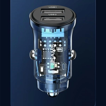 USAMS Ład. sam. C31 3A 2xUSB-AFast Charge niebieski/blue CC162CC02 (US-CC162)