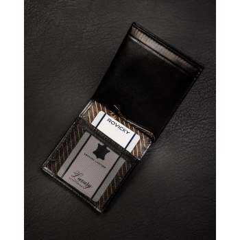 Portfel etui na banknoty karty ze skóry naturalnej slim cienkie Rovicky