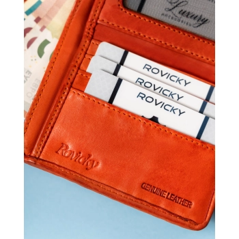 Modny portfel ROVICKY damski skórzany z ochroną RFID i zapięciem