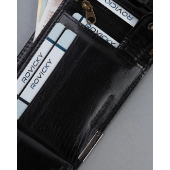 Skórzany portfel męski czarny elegancki skóra naturalna poziomy RFID
