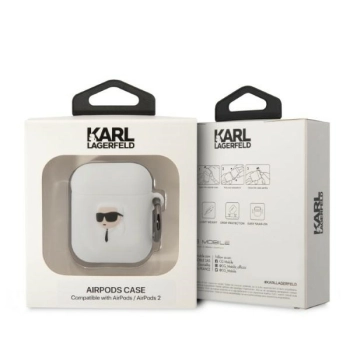 Karl Lagerfeld KLA2RUNIKH AirPods 1/2cover biały/white Silicone Karl Head 3D