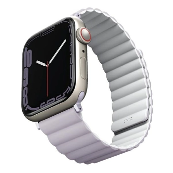 UNIQ pasek Revix Apple Watch Series1/2/3/4/5/6/7/8/9/SE/SE2 38/40/41mm. Reversible Magnetic lilak-biały/lilac-white