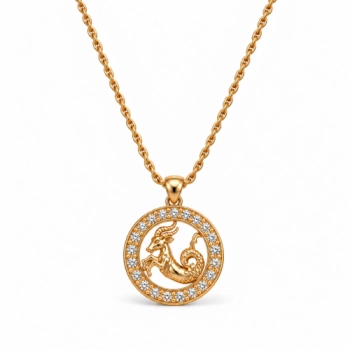 Naszyjnik ze znakiem zodiaku Koziorożec zdobionym kryształkami Preciosa (C26/TAL/31/11AU)