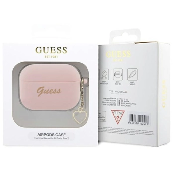 Guess GUAP2LSCHSP AirPods Pro 2 (2022/2023) cover różowy/pink Silicone Charm Heart Collection