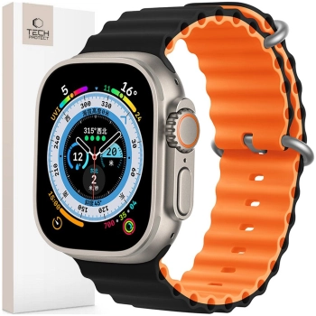 TECH-PROTECT ICONBAND PRO APPLE WATCH 6 / 7 / 8 / 9 / 10 / SE / ULTRA 1 / 2 (44 / 45 / 46 / 49 MM) BLACK/ORANGE