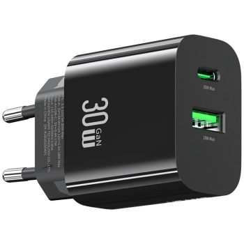 Ładowarka sieciowa USAMS CC316 T65 30W   1xUSB-C 1xUSB-A Fast Charging czarny