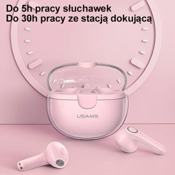 USAMS Słuchawki Bluetooth 5.1 TWS BUseries bezprzewodowe różowy/pink BHUBU04