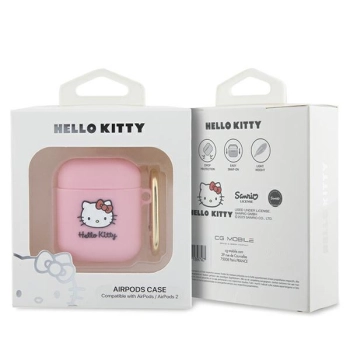 Hello Kitty HKA23DKHSP Airpods 1/2 coverróżowy/pink Silicone 3D Kitty Head