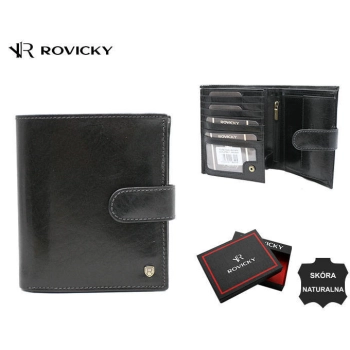 Skórzany, duży portfel męski z systemem RFID - Rovicky
