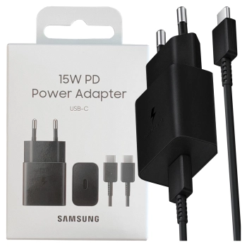 Ład. siec. Samsung EP-T1510XB 15WFast Charge + kabel USB-C/USB-C czarny/black