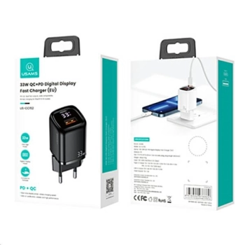 USAMS Ład. siec. 1xUSB-C+1xUSB T46 33W(only head) PD3.0 +QC3.0 Fast Charging czarny/black CC152TC01 (US-CC152)