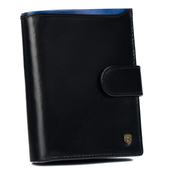 Skórzany portfel męski na karty z systemem RFID Protect— Rovicky