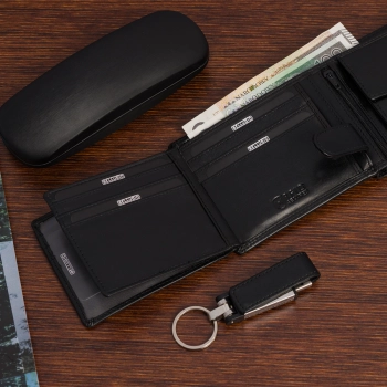 Duży portfel męski z systemem RFID Bellugio - black