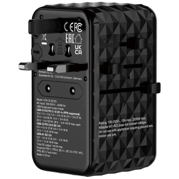 Verbatim Adapter podróżny EU/UK/US GaNUSB-A/3xUSB-C PD 140W UTA-10 czarny/black 32125