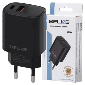 Beline Ład. siec. 1x USB-C + 1x USB 20Wczarna /black (only head) PD 3.0 + QC 3.0  BLN2CB20