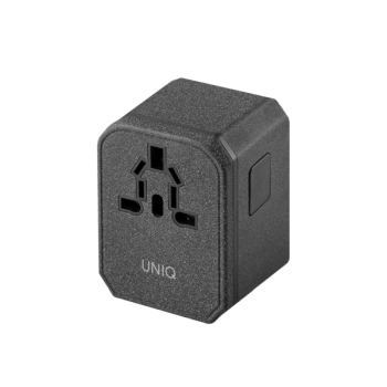 UNIQ Ład. siec. Voyage World Adapter 33W+ 2xUSB + PD 18W + QC 3.0 szary/charcoal grey (LITHOS Collective)
