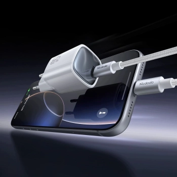 MCDODO SZYBKA ŁADOWARKA DO TELEFONU USB-C 45W GAN KABEL 1M TYP C BIAŁA