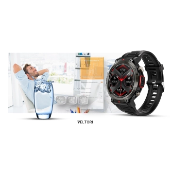 Smartwatch VELTORI VT140-1 Czarny Pasek Silikonowy