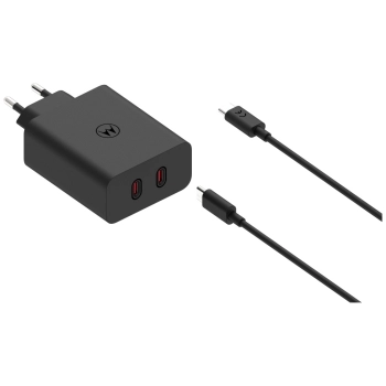 Ładowarka sieciowa Motorola TurboPower   125W Dual 2x USB-C z kablem USB-C 1m czarny