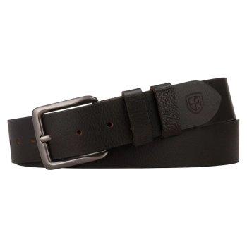 Klasyczny, brązowy pasek męski ze skóry naturalnej z tradycyjną klamrą - Peterson