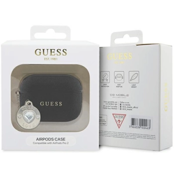 Guess GUAP2PGEHCDK AirPods Pro 2(2022/2023) cover czarny/black Fixed Glitter Heart Diamond Charm
