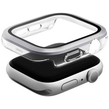 Etui UNIQ Voute do Apple Watch Series 10 46mm szkło hartowane srebrny