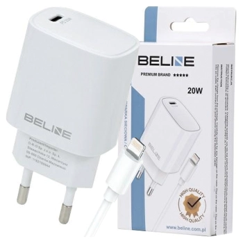 Beline Ład. siec. 1x USB-C 20W + kabellightning biała /white PD3.0  BLNCW20L