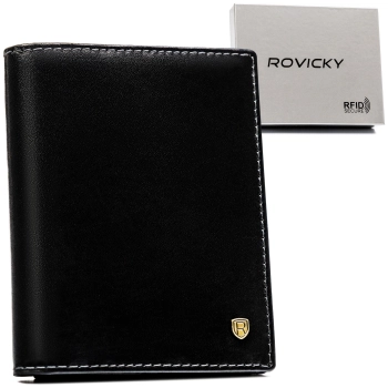Portfel męski ze skóry naturalnej Rovicky elegancki ochrona rfid praktyczny