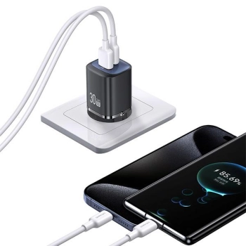 USAMS Ład. siec. CC254 30W GaNUSB-C/USB-A Fast Charging HC Series czarny/black CC254TC01