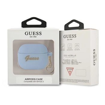Guess GUA3LSCHSB AirPods 3 coverniebieski/blue Silicone Charm Heart Collection
