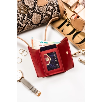 Damski portfel Peterson mały ze skóry naturalnej RFID bigiel zatrzask