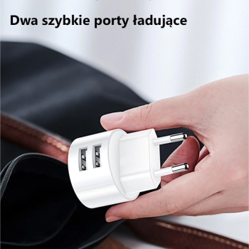 USAMS Ład. siec. 2xUSB T20 2,1A round(only head) biały/white Fast Charging CC80TC01 (US-CC080)