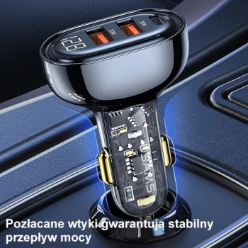 USAMS Ład. sam. 2xUSB+1xUSB-C 80WFast Charge niebieski/blue CC159CC02 (US-CC159)