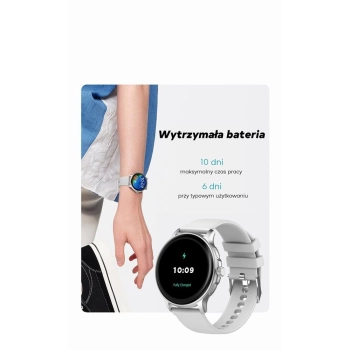 Smartwatch Damski GRAVITY GT12-7 Czarny Pasek Silikonowy + Srebrna Bransoleta