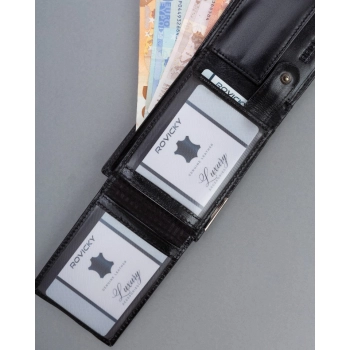 Portfel męski skórzany czarny antykradzieżowy RFID skóra naturalna