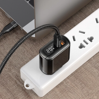 MCDODO SZYBKA ŁADOWARKA SIECIOWA DO TELEFONU 2X USB USB-C PD 20W MIERNIK
