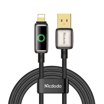 MCDODO KABEL USB DO IPHONE LIGHTNING 3A SZYBKIE ŁADOWANIE 36W 1M LED CZARNY