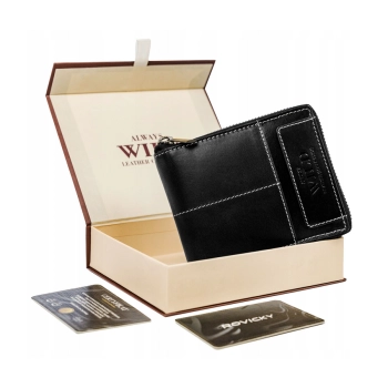 Duży, skórzany portfel męski na suwak — Always Wild