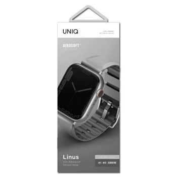 UNIQ pasek Linus Apple Watch Series1/2/3/4/5/6/7/8/9/SE/SE2 38/40/41mm. Airosoft Silicone szary/chalk grey