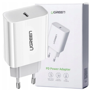 Ładowarka sieciowa UGREEN CD137, 20W, PD 3.0, USB-C (biała)