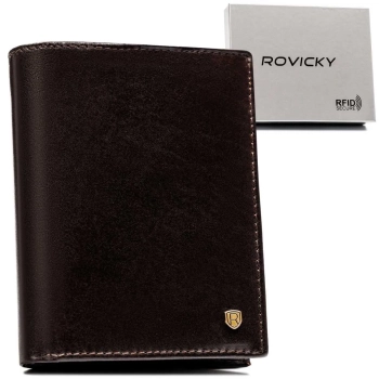 Męski portfel Rovicky elegancki ze skóry naturalnej skórzany ochrona RFID