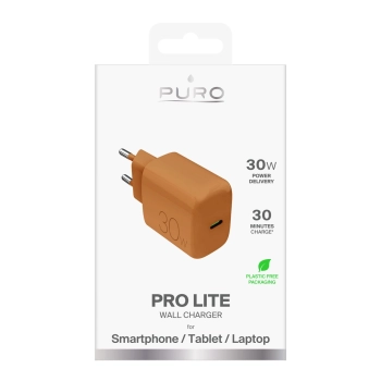 Ładowarka sieciowa Puro Pro Lite 30 W USB-C - pomarańczowa