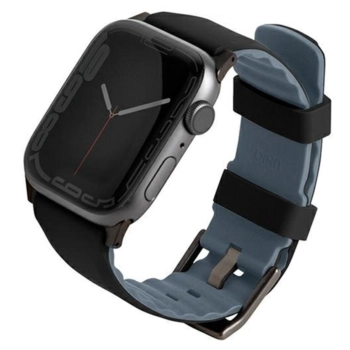 UNIQ pasek Linus Apple Watch Series1/2/3/4/5/6/7/8/9/SE/SE2 38/40/41mm. Airosoft Silicone czarny/midnight black