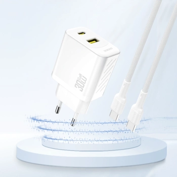 Ładowarka sieciowa Dudao A27TEU PD 30W GaN USB-A USB-C - biała