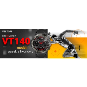 Smartwatch VELTORI VT140-1 Czarny Pasek Silikonowy