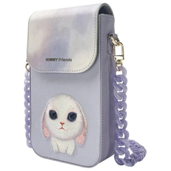 Nimmy Zestaw 3w1 torebka na telefon +    portfel + etui na lokalizator fioletowy/purple Big Eyed Pet 2.0 Rabbit