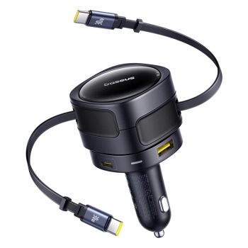 Ładowarka samochodowa Baseus Enjoyment Max 90W 2 x kabel USB-C + USB-A + USB-C - czarna