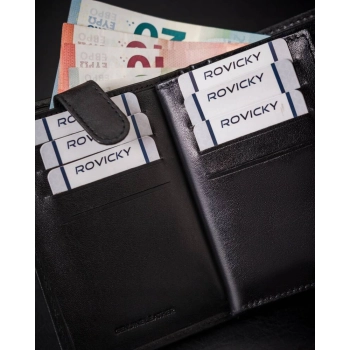 Stylowy, skórzany portfel męski bez zapięcia - Rovicky