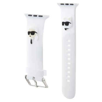 Karl Lagerfeld Pasek KLAWMSLKCNH AppleWatch 38/40/41mm biały/white strap 3D Rubber Karl&Choupette Heads