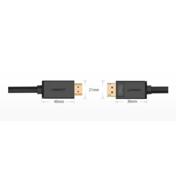 Ugreen jednokierunkowy kabel z DisplayPort na HDMI 4K 30 Hz 32 AWG 2 m czarny (DP101 10202)